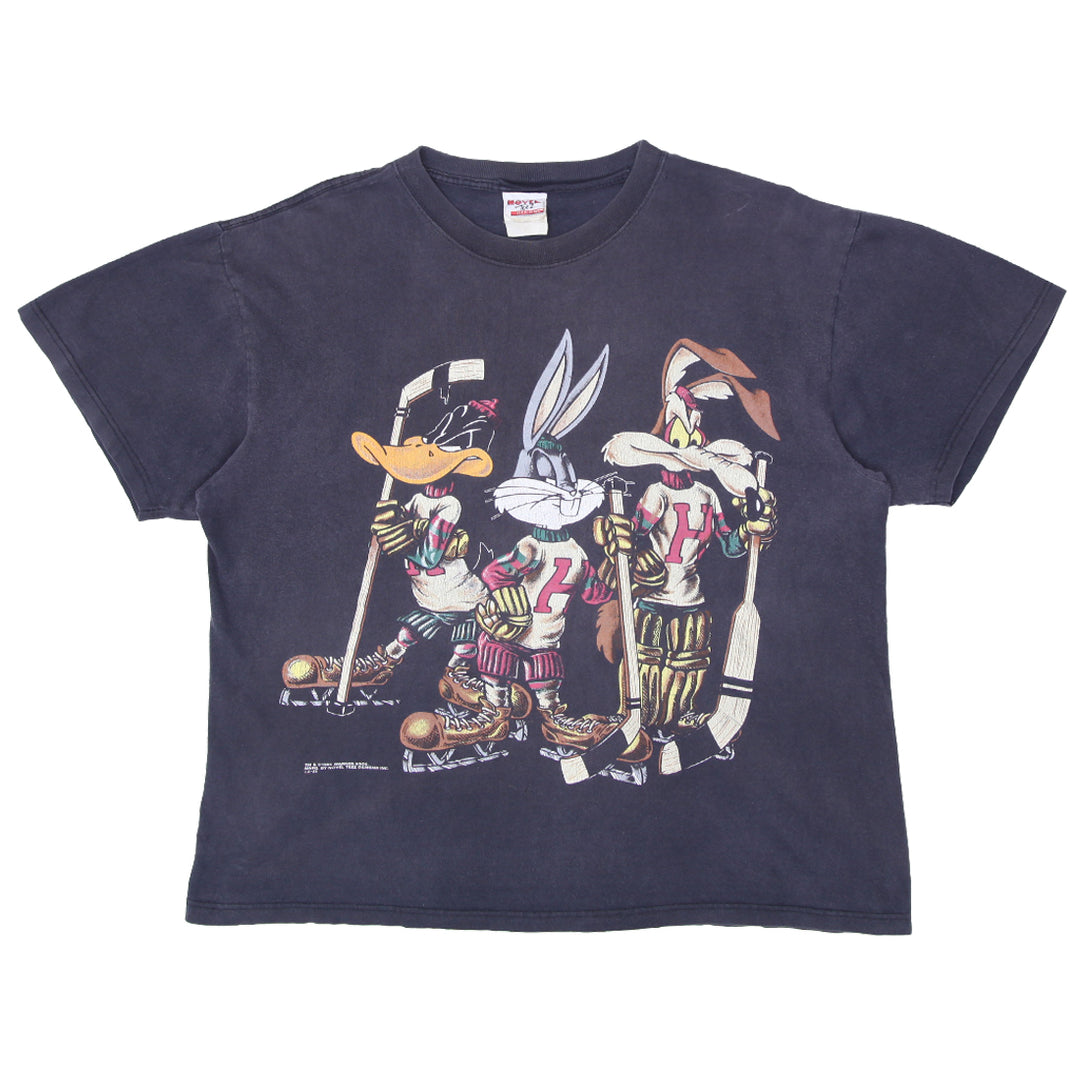 1994 Vintage Daffy Duck Bugs Bunny & Wile E.Coyote Hockey T-Shirt Novel Teez - Fashion Rerun Vintage Migration_T-Shirt