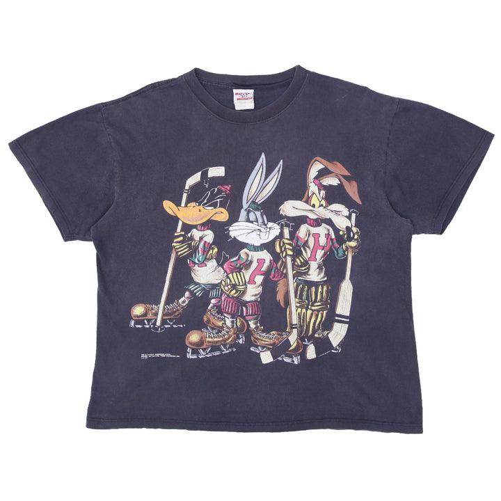 1994 Vintage Daffy Duck Bugs Bunny & Wile E.Coyote Hockey T-Shirt Novel Teez - Fashion Rerun Vintage Migration_T-Shirt