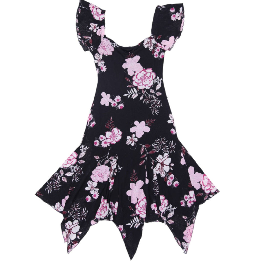 Y2K Ladies Bisou Bisou Floral Handkerchief Hem Dress Size 8