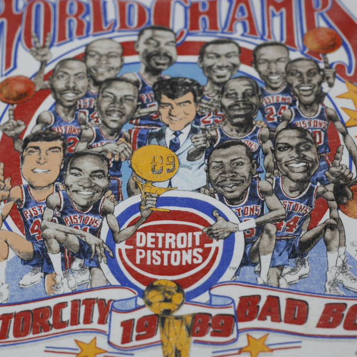 Vintage Mens Screen Stars 1989 Detroit Pistons World Champs Made in USA S.Stitch