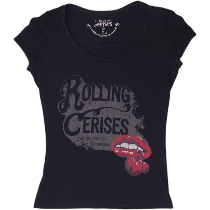 Ladies Le Temps des Cerises Rolling Cerises Graphic T-Shirt Size XS