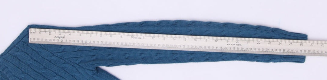 Vintage Ladies Ralph Lauren Sports Teal Cable Knit Cotton Sweater M | Migration_Knitwear & Sweaters RL Collec | Fashion Rerun