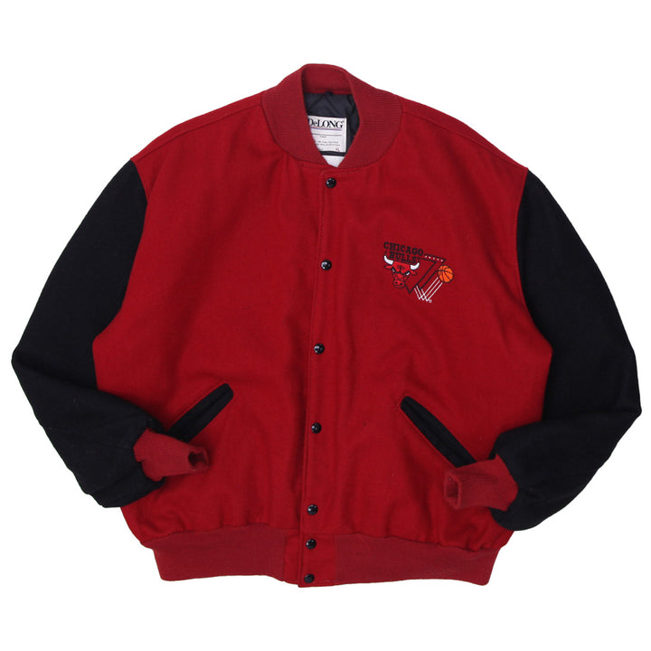 Vintage Chicago Bulls Wool Varsity Jacket Coat DeLong Made in USA