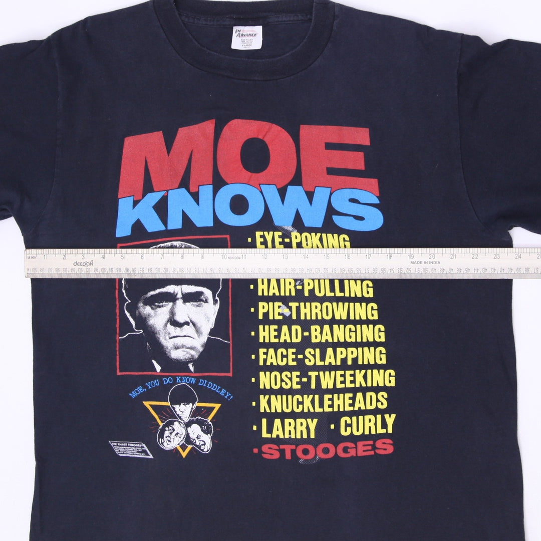 Vintage 1990 Moe Knows The Three Stooges T-Shirt Size XL