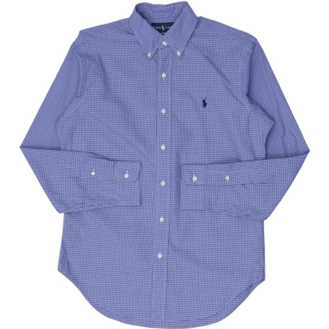 Mens Ralph Lauren Classic Fit Blue Check Long Sleeve Button-Down Shirt Size S