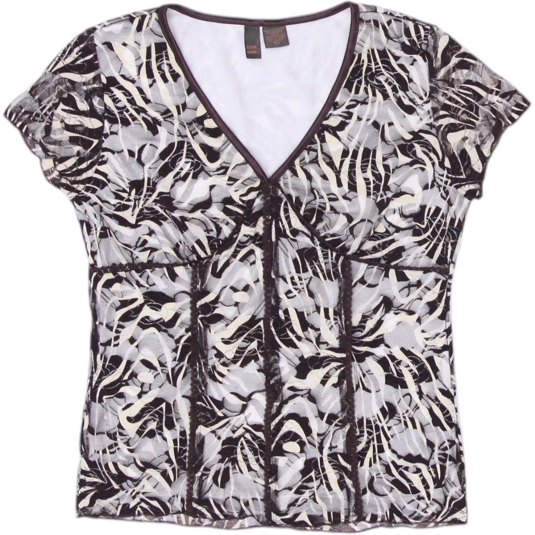 Y2K Ladies Sere Nade Zebra Print Stretch Top Size PM