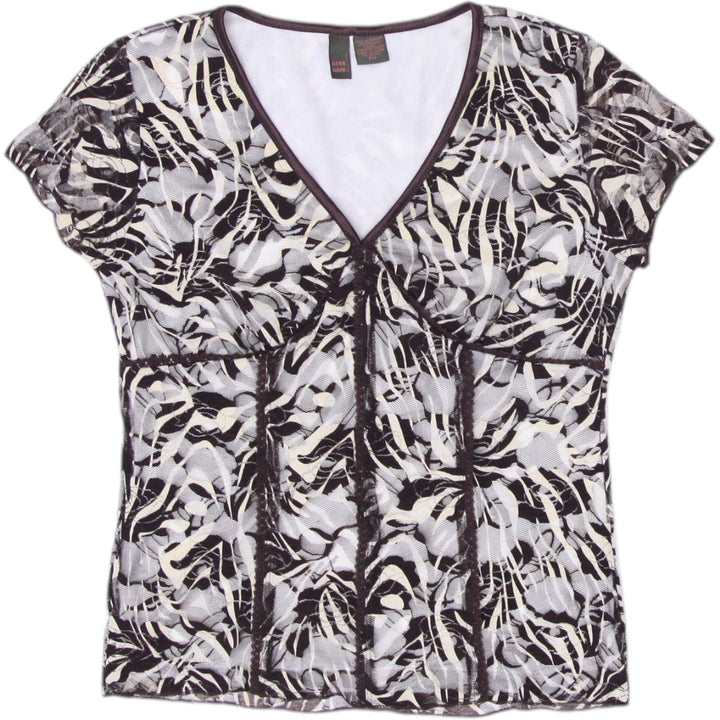 Y2K Ladies Sere Nade Zebra Print Stretch Top Size PM