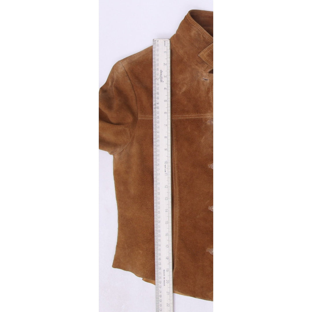 Y2K Ladies Suede Jacket Brown Button Up Long Sleeve Size S | Migration_Jackets - View 8 | Fashion Rerun