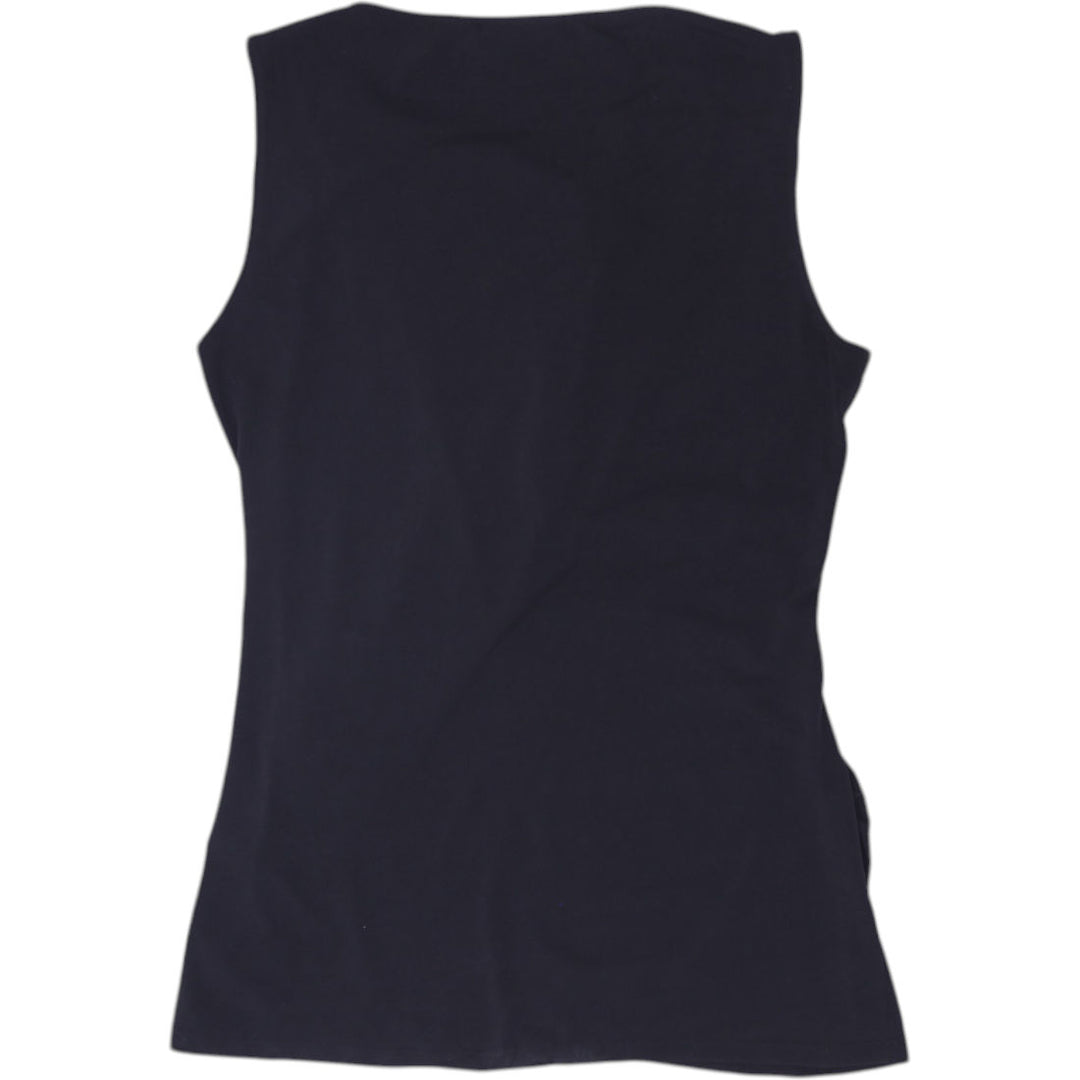 Y2K Ladies New York & Company Black Cowl Neck Sleeveless Wrap Top Size XS