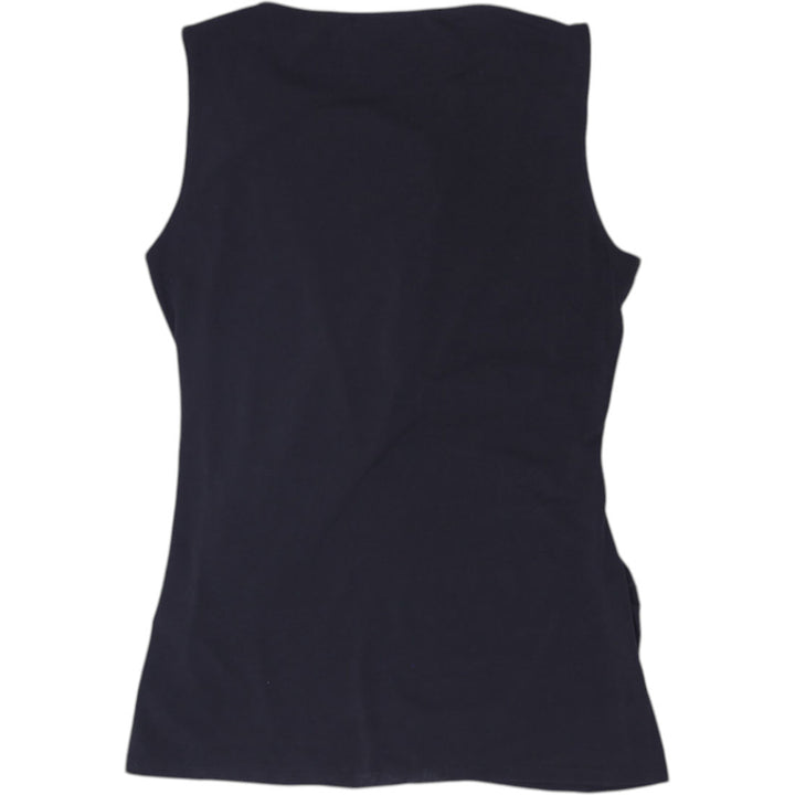 Y2K Ladies New York & Company Black Cowl Neck Sleeveless Wrap Top Size XS