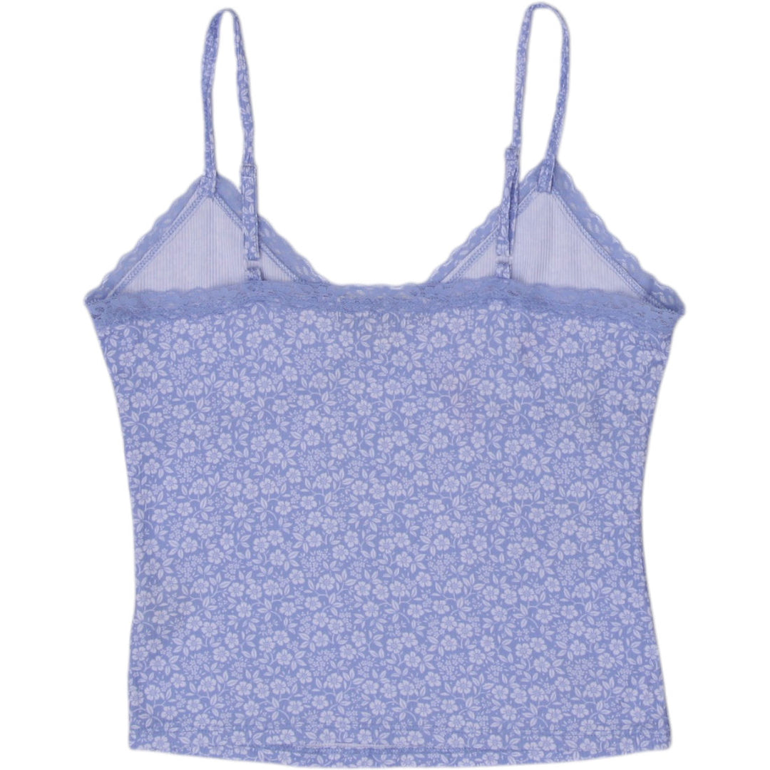 Y2K Ladies No Comment NY-LA Periwinkle Ditsy Floral Lace-Trim Camisole Top