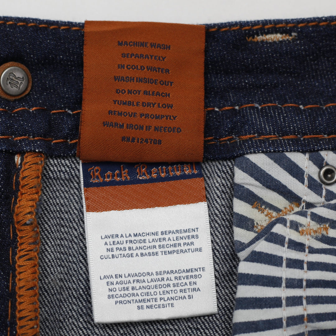 Y2K Ladies Rock Revival Buckle Sasha Straight Thick Contrast Stitch Jeans 29