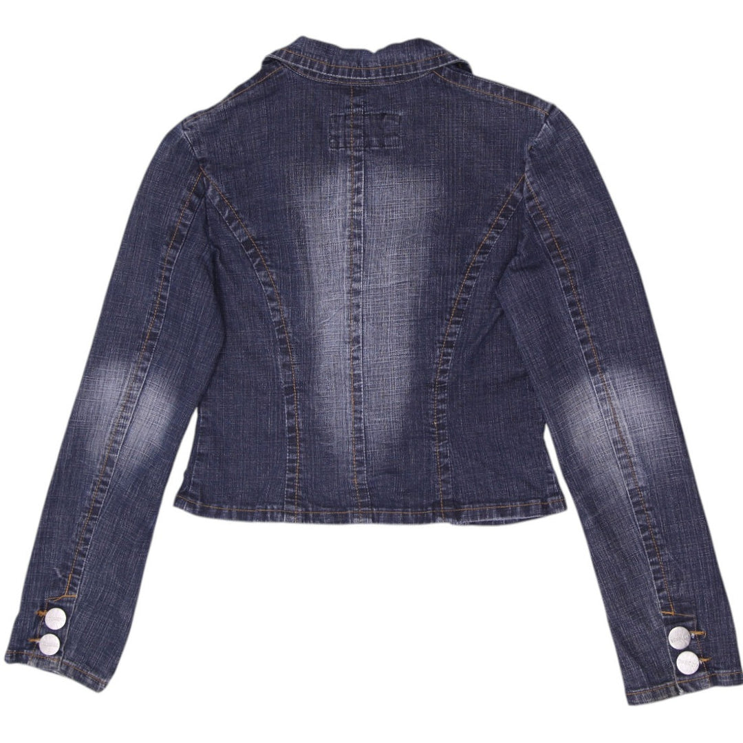 Y2K Ladies Younique Cropped Denim Blazer Jacket Size M