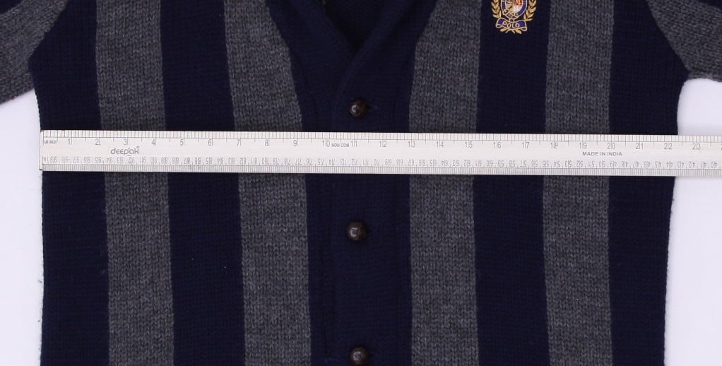 Vintage Polo Ralph Lauren 100% Wool Striped Shawl Collar Cardigan Large