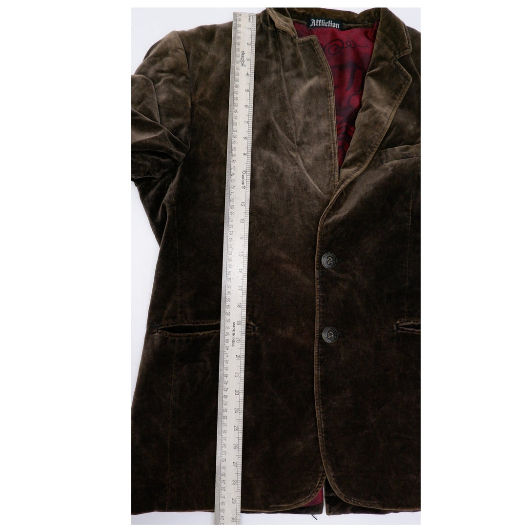 Y2K Mens Affliction Blazer Jacket Red Label Velvet Casual Sport Coat Lined