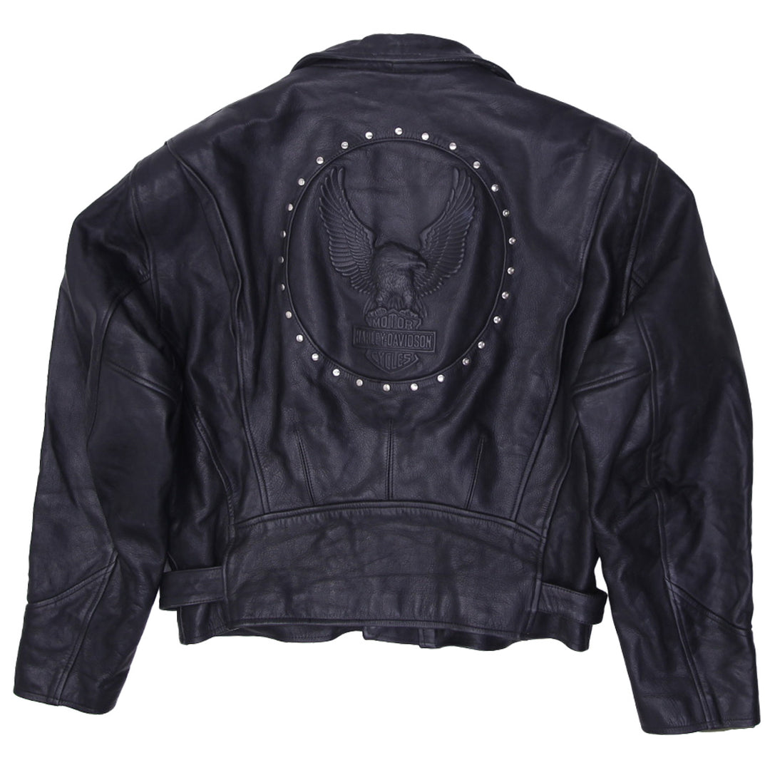 Vintage Harley Davidson Leather Embossed Eagle Studded Motorcycle Jacket