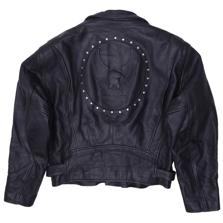 Vintage Harley Davidson Leather Embossed Eagle Studded Motorcycle Jacket