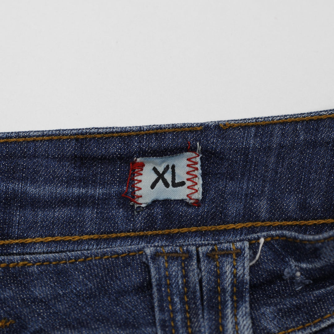 Y2K Ladies Embroidered Pocket Denim Mini Skirt Size XL