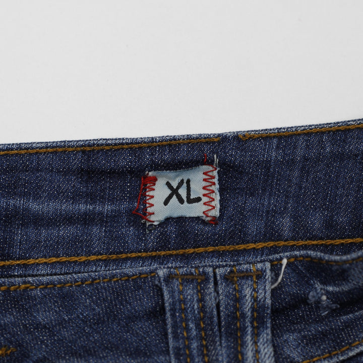 Y2K Ladies Embroidered Pocket Denim Mini Skirt Size XL