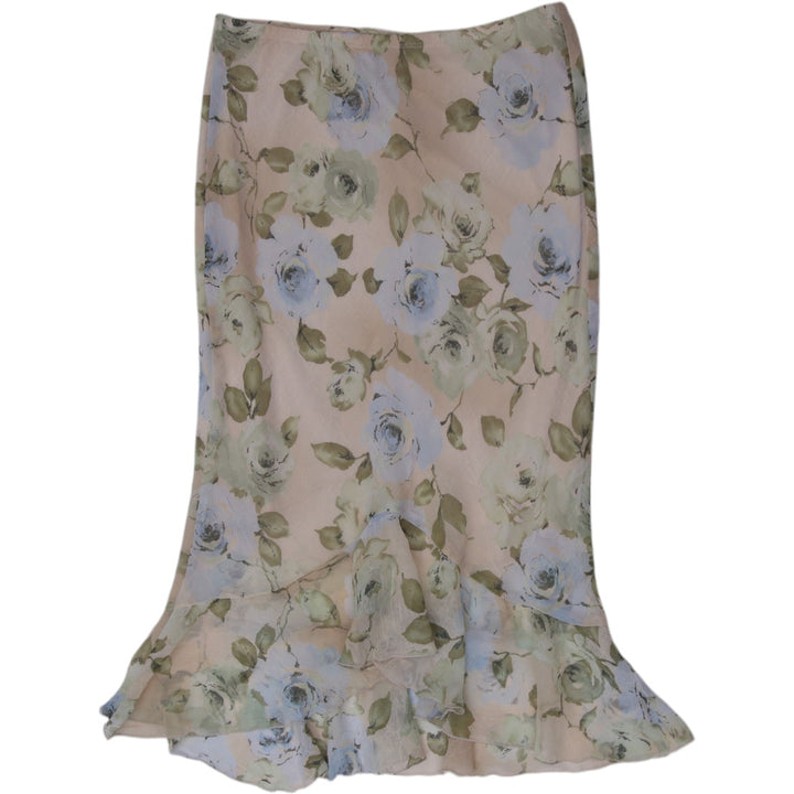 Y2K Ladies Heartsoul Floral Chiffon Midi Skirt Size M