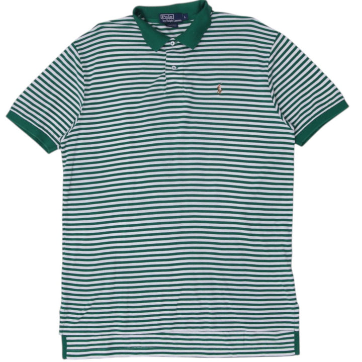 Mens Ralph Lauren Polo Green Striped Shirt Pima Cotton Logo