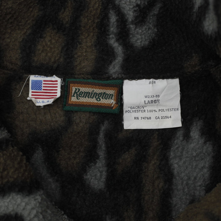 Vintage Remington Made In USA Animal Print Zipper Fleece Jacket Size L | Migration_Fleece - Back View | Fashion Rerun