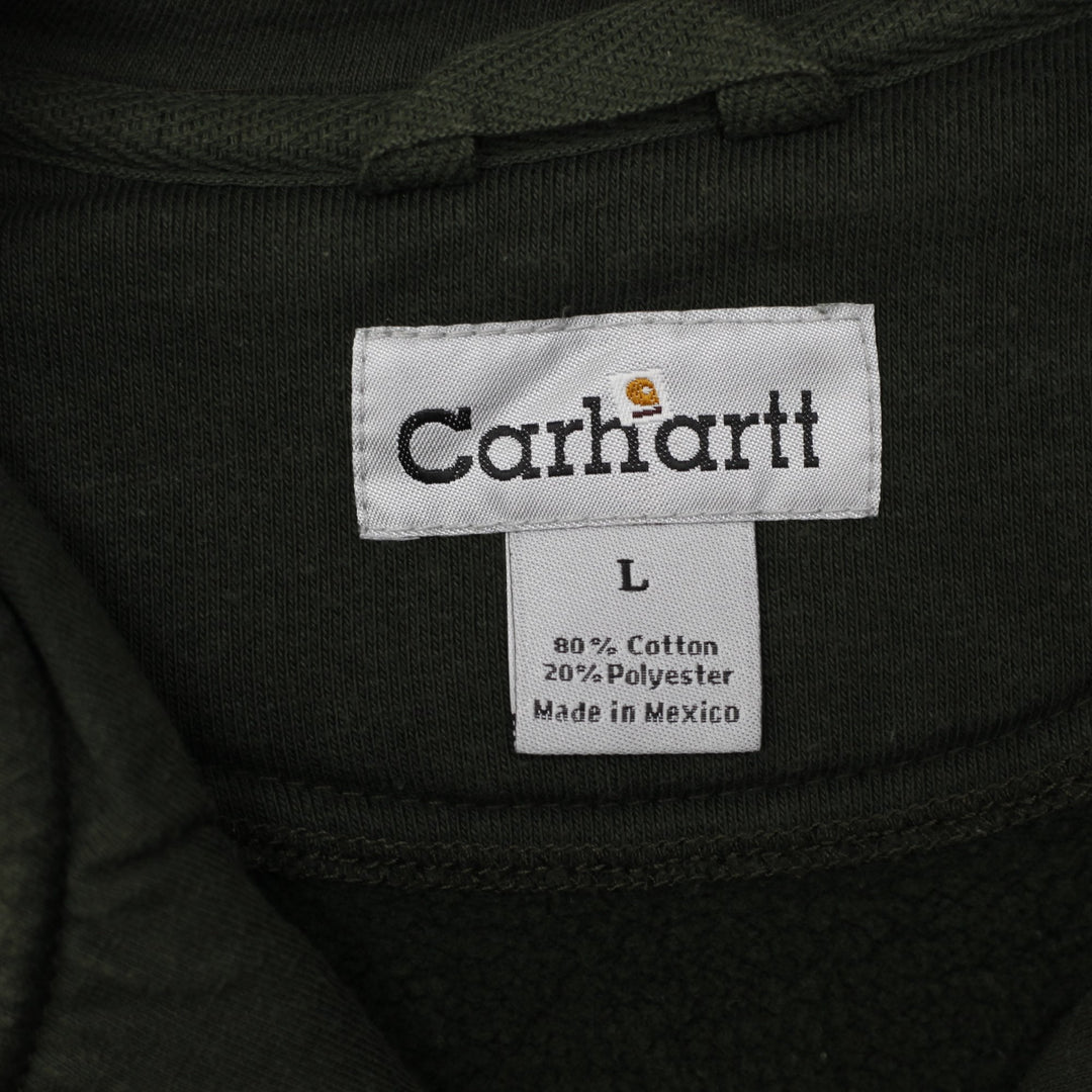Mens Carhartt Quarter Zip Sweatshirt Dark Green Workwear Cotton Blend