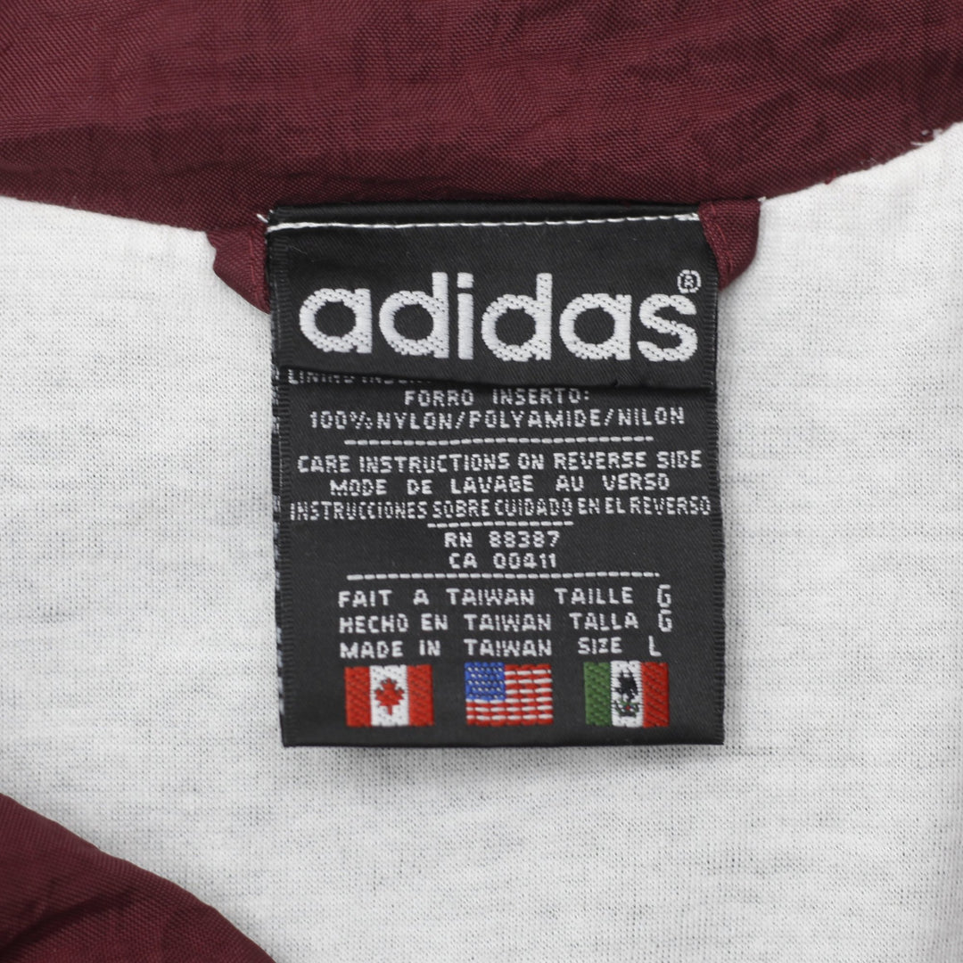 Vintage Mens Adidas Track Jacket Maroon Black Full Zip Nylon Size L | Migration_Jackets - Back View | Fashion Rerun
