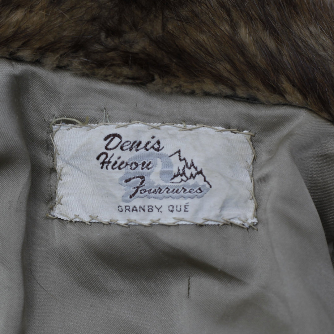Vintage 80s Denis Hivon Fourrures Real Fur Coat | Full Length Canadian Muskrat Swing Coat | Granby Quebec Luxury Heirloom