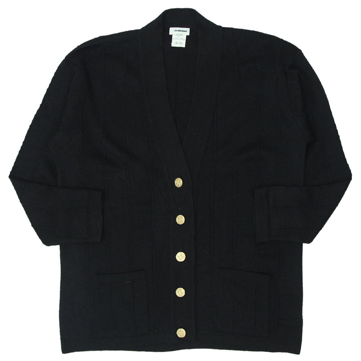 Vintage St.Michael Woolen Blend Black Cardigan Sweater XL Ladies - Fashion Rerun Vintage Migration_Sweaters