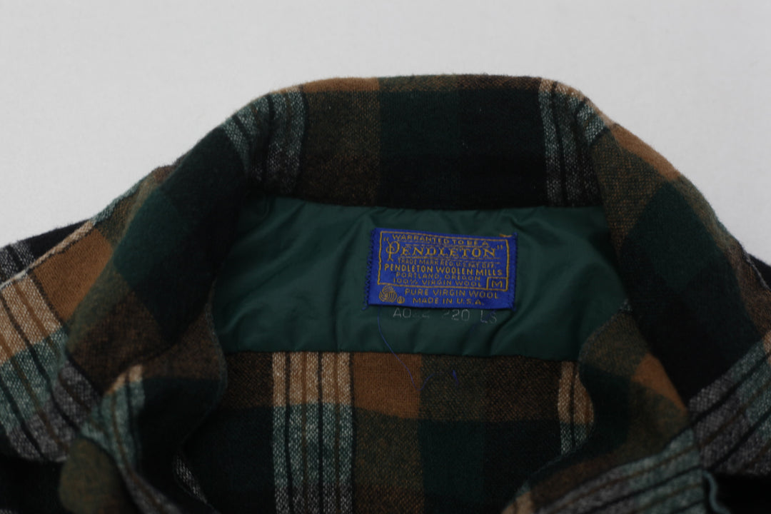 Vintage Pendleton Plaid Button Down Wool Shirt Made in USA