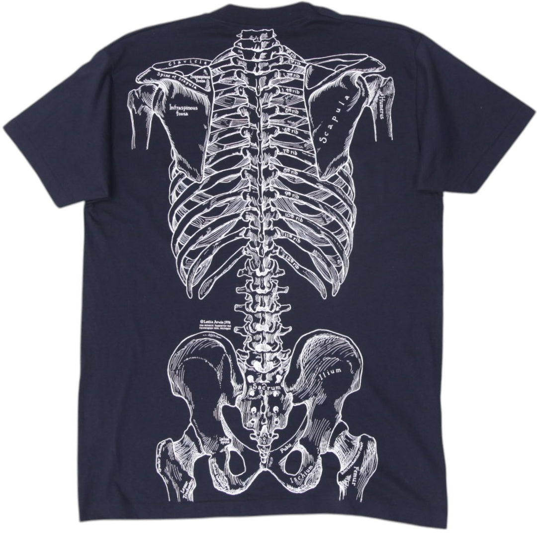 Vintage Leslie Arwin 1978 Anatomical Skeleton T-Shirt XL Made In USA Single Stitch | Migration_T-Shirts - Sid | Fashion Rerun
