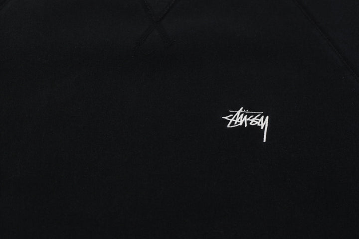 Mens Embroidered Stussy Black Crewneck Sweatshirt