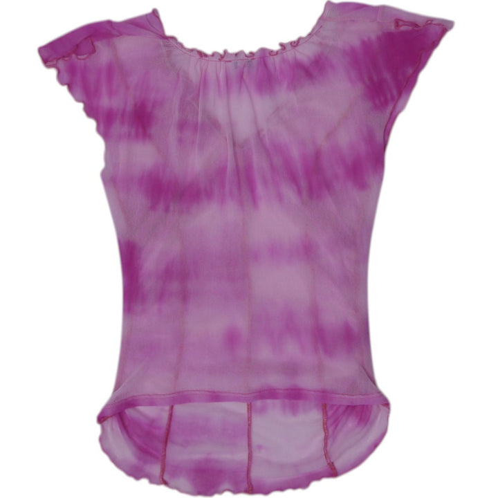 Y2K Ladies Pink Short Sleeve Stretch Tie-Dye Top Size S | Migration_Tops - Side View | Fashion Rerun