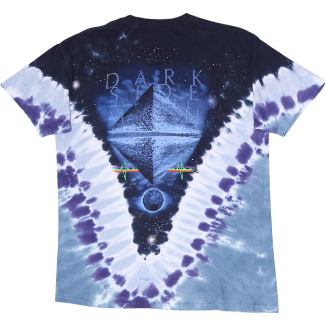 Mens 2005 Liquid Blue Pink Floyd "Dark Side Of The Moon" Tie-Dye Band T-Shirt L