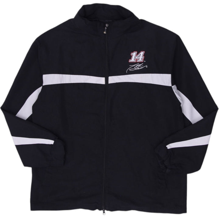 Mens Chase Authentic Athletic Jacket Black Graphic Racing Full Zip Size MD