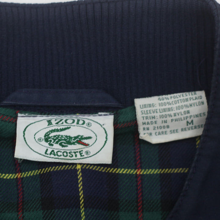 Vintage IZOD Lacoste Plaid Lined Bomber Jacket Navy Blue Size M - Fashion Rerun Vintage Migration_Jacket