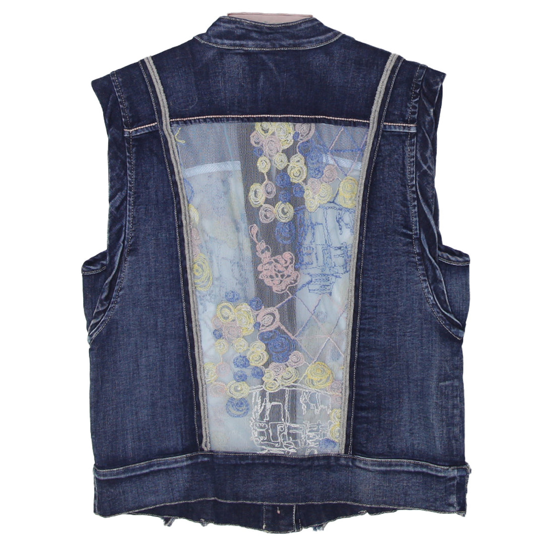 Y2K Ladies Elisa Cavaletti Denim Mesh Sleeveless Top - Fashion Rerun Vintage Migration_Tops