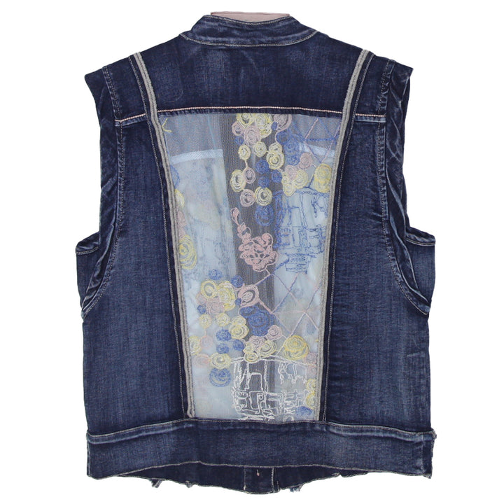 Y2K Ladies Elisa Cavaletti Denim Mesh Sleeveless Top - Fashion Rerun Vintage Migration_Tops