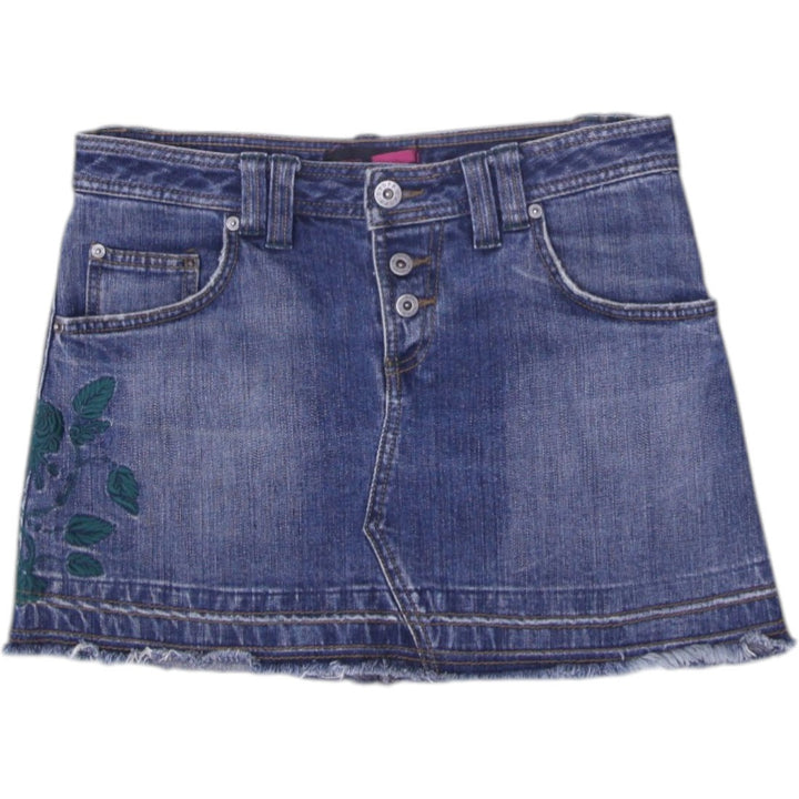 Y2K Ladies Denim Blue Embroidered Mini Skirt