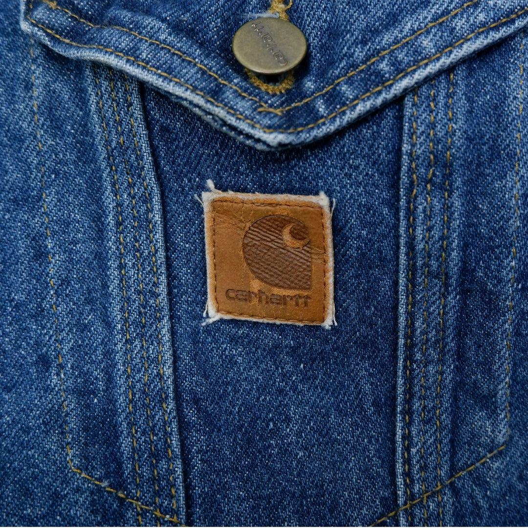 Vintage Mens Carhartt Denim Trucker Jacket Blue Workwear | Migration_Jackets UAENAT20 - Detail View | Fashion Rerun