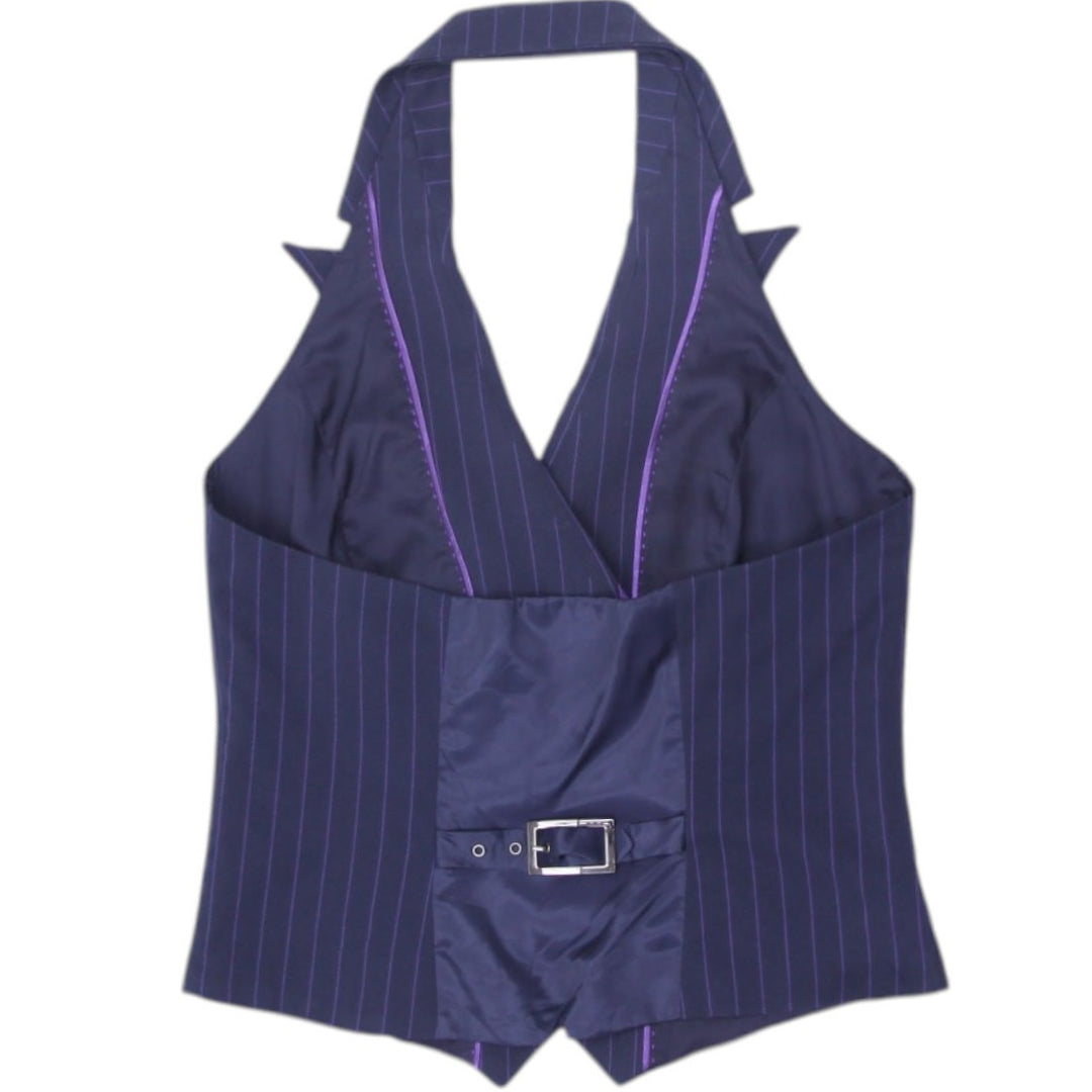 Y2K Ladies Le Chateau Pinstripe Halter Vest Top