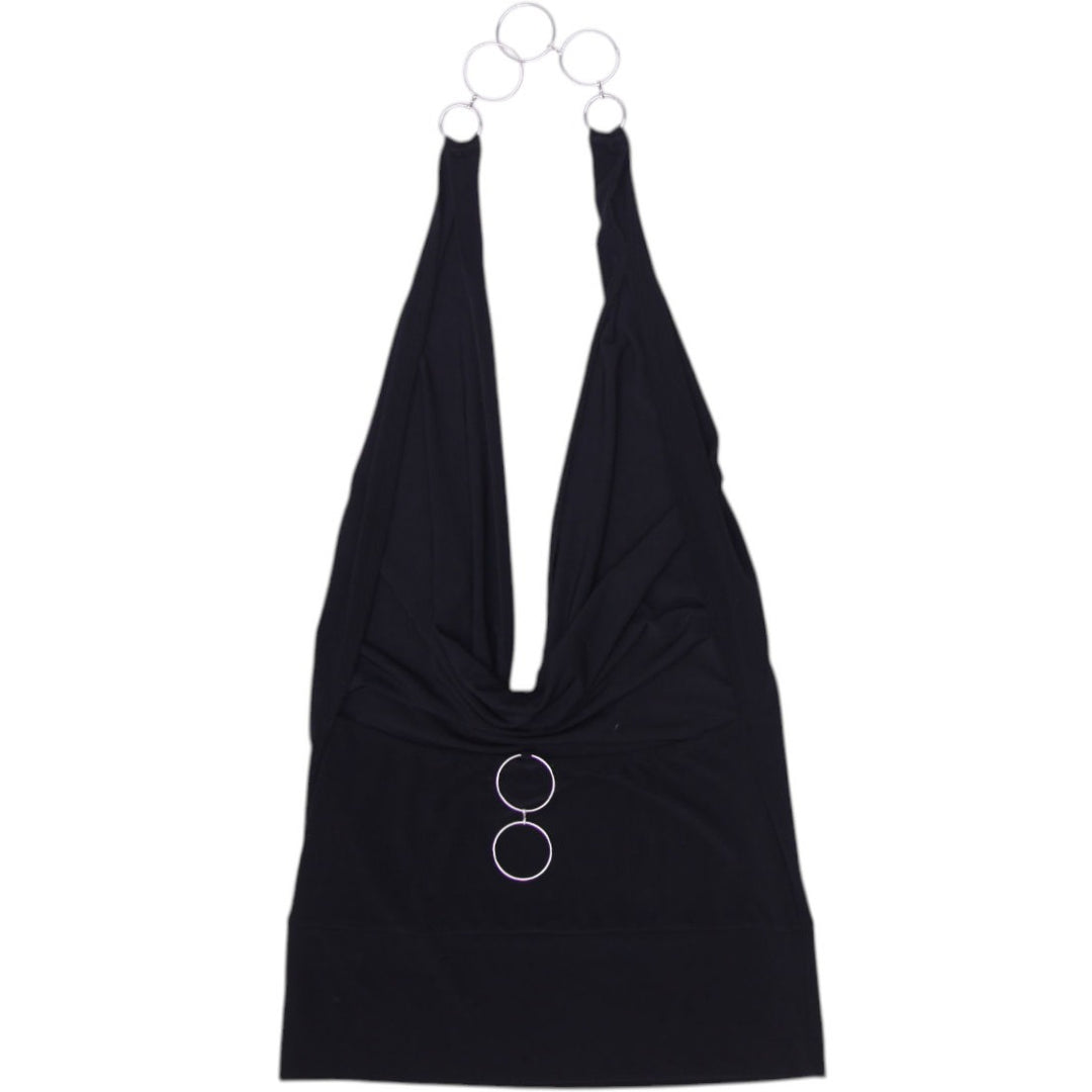 Y2K Ladies Seduction Ring Detail Halter Top Size S