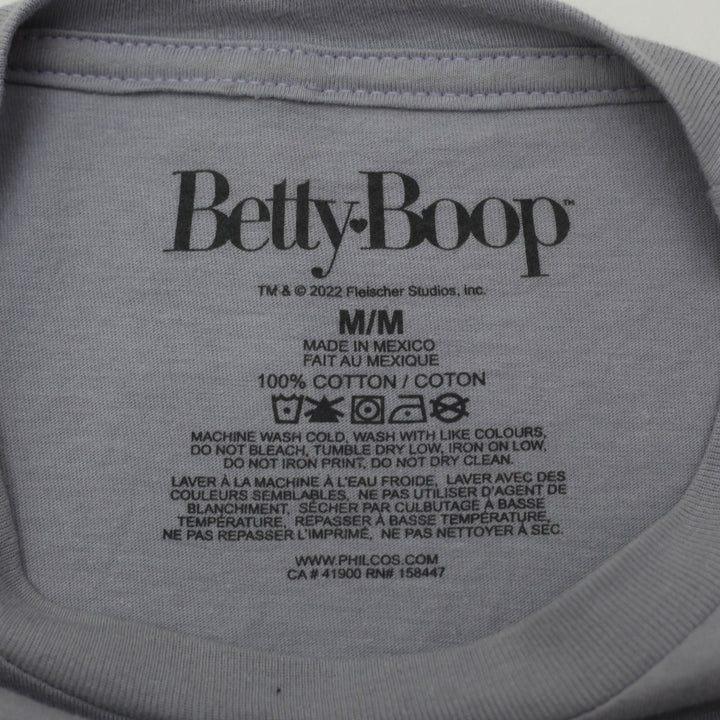 Ladies Betty Boop T-Shirt Light Gray Cartoon Graphic Cotton Size M