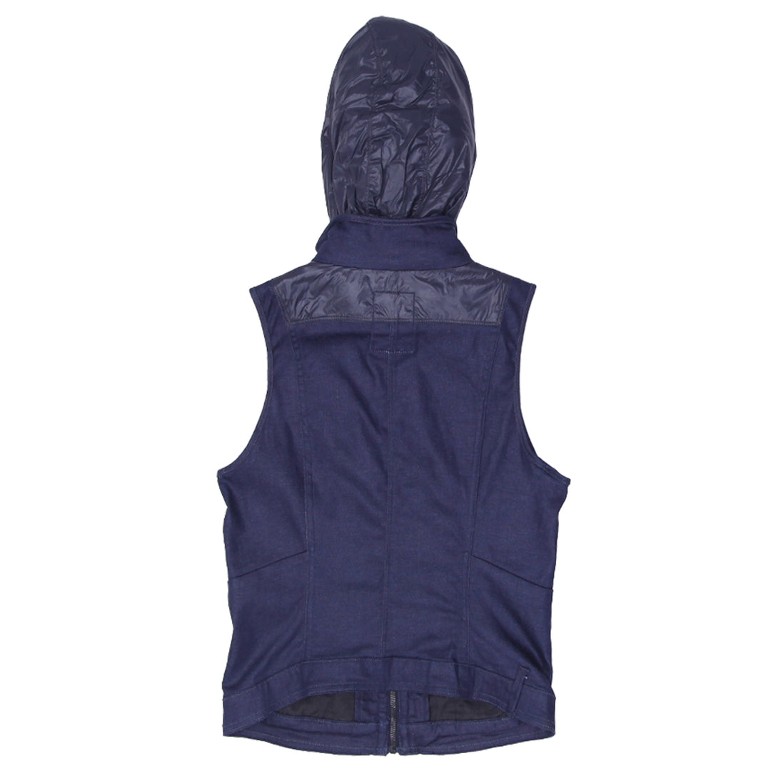 Y2K Ladies G-Star Sleeveless Removable Hood Denim Full Zip Vest