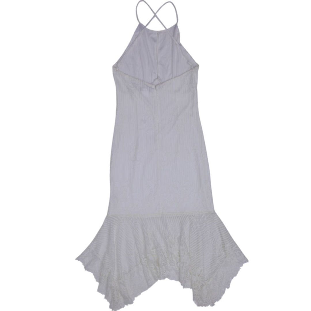 Y2K Ladies Venus Halter Neck Lace Trim Midi Dress Size XS