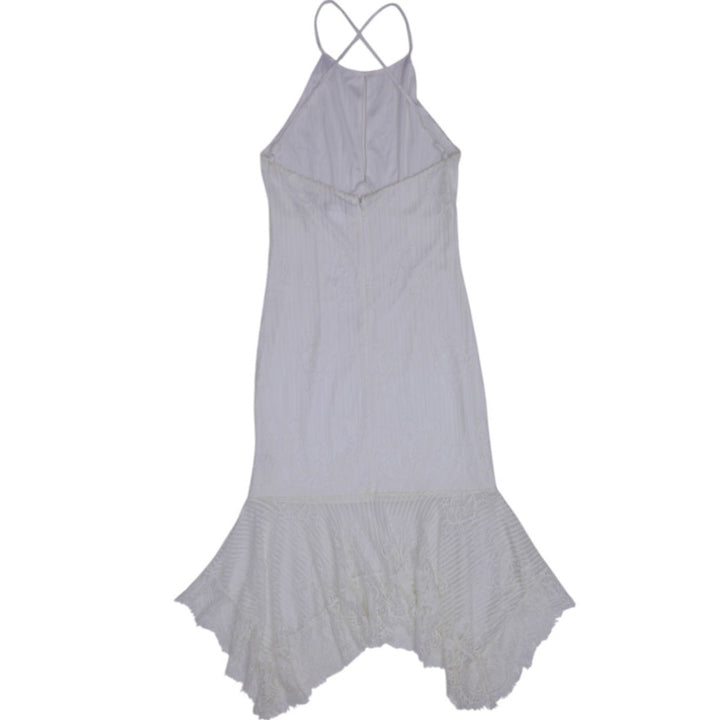 Y2K Ladies Venus Halter Neck Lace Trim Midi Dress Size XS