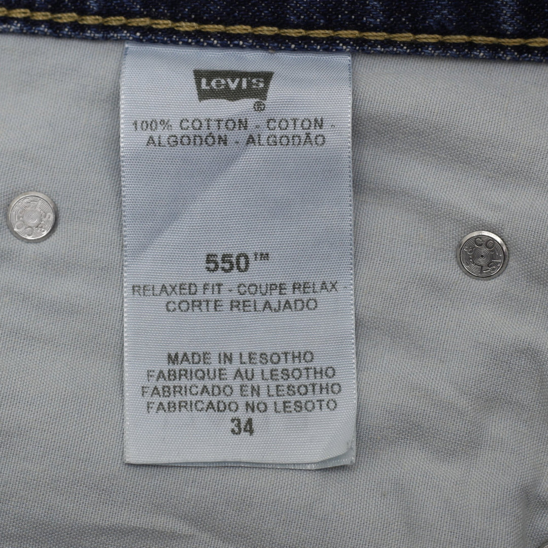 Mens Levi's 550 Relaxed Fit Denim Shorts Size W34 Medium Dark Wash Jorts