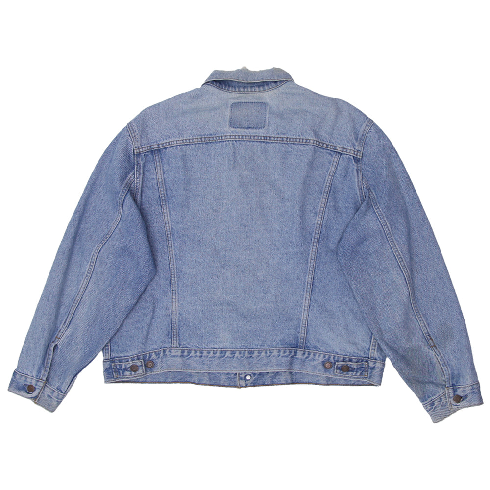 Vintage Levi Strauss Orange Tab Denim Trucker Jacket Size 50 Light Washed Distressed Collar - Fashion Rerun Vintage Migration_Jacket