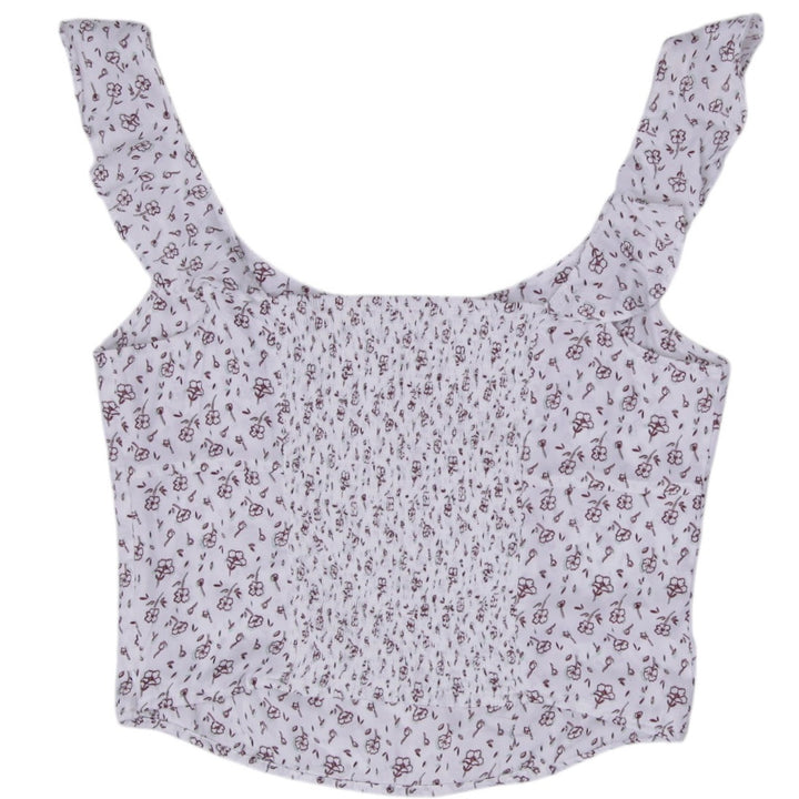 Y2K Ladies Free People Floral Ruffle Sleeve Crop Top Size L